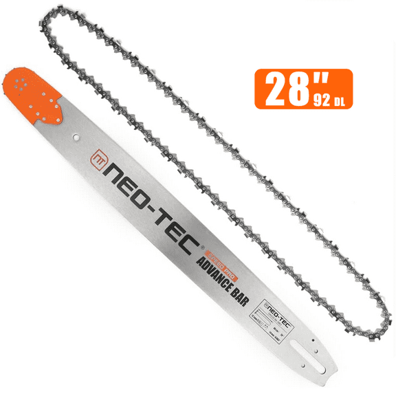 Neotec 28" Chainsaw Guide Bar and Chain Combo, 3/8" Pitch 0.063" Gauge 92DL, Fit for Stihl MS660 381 MS441