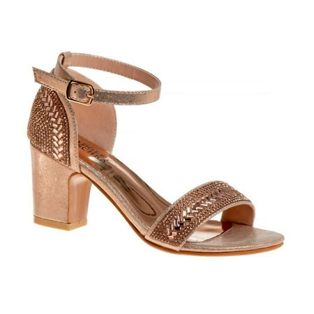 Badgley Mischka Big Kids Formal Sandals High Heels - Gold , Size: 3