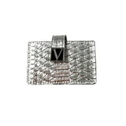 Victoria's Secret Accordion Metallic Python Silver Credit Card Case Wallet New
