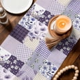 thumbnail image 3 of Spring Floral Table Runner 72 Inches, Dark Purple Flowers Patchwork Grid Bohemia Bed Runner Dresser Scarves Tabletop for Indoor Outdoor Parties/Ceremony/Banquet, 18" x 72", 3 of 8