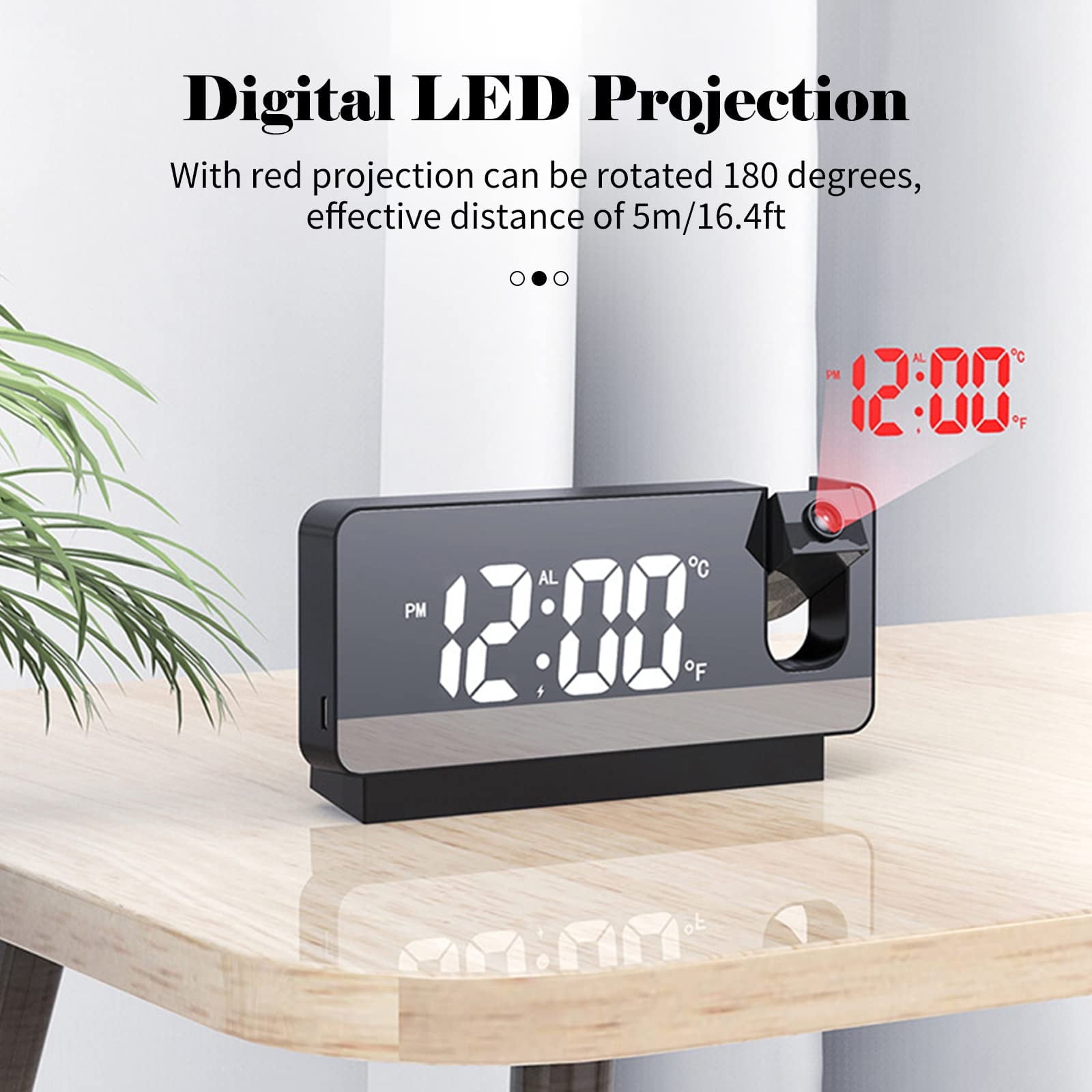 Digital LED Projection Alarm Clock Table Clock Bedroom Bedside Clock Sleep Timer Large Ceiling Clock with Temperature