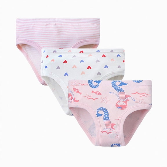 WUANDIXFA Girls Cotton Panties 3 Pack for 12 18 24 Months 2T 3T 4T 5T 6T, Seamless Potty Training Underwear for Toddlers, Lovely Princess Fruit Cartoon Kids Underwear White,2-3 Years