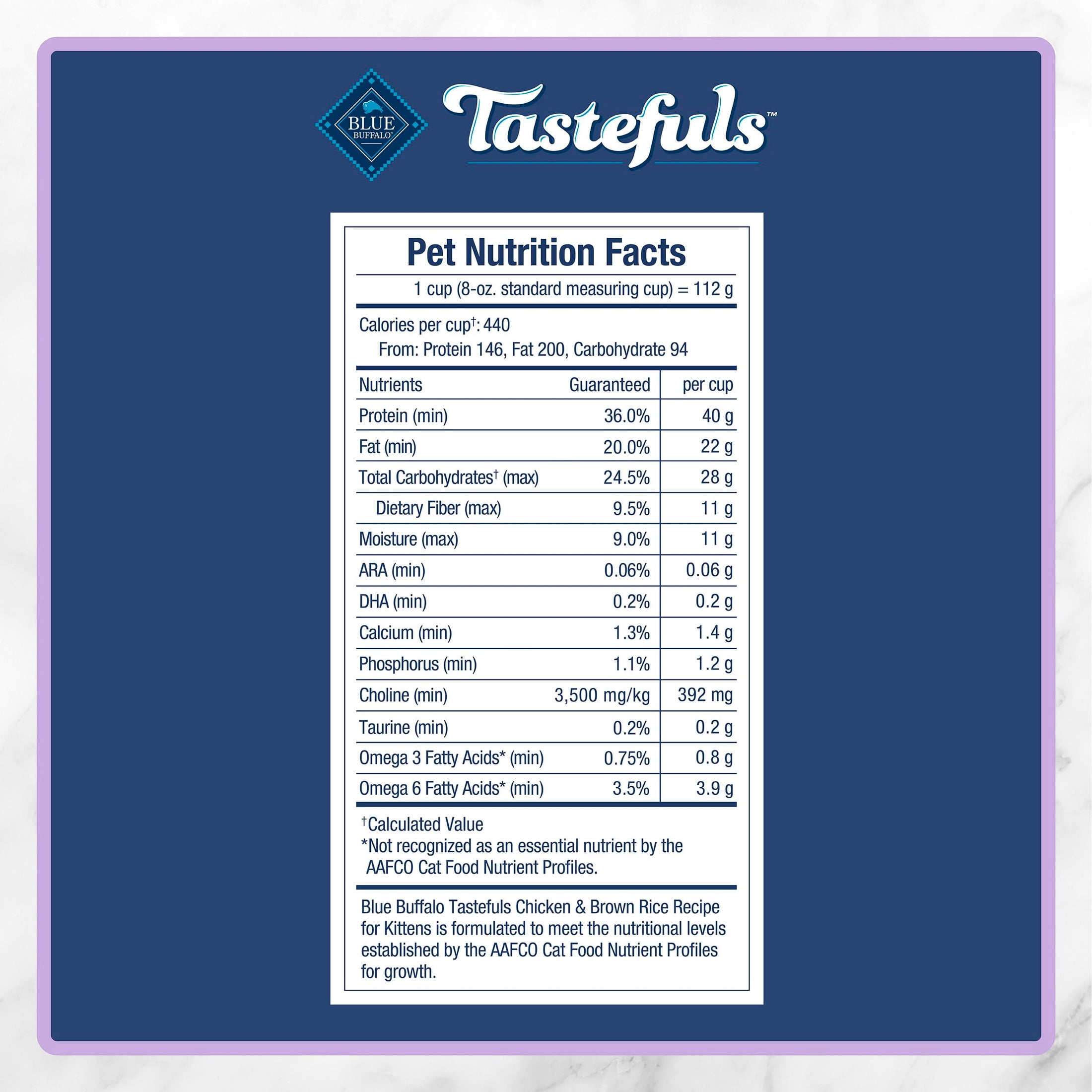 Blue Buffalo Tastefuls Kitten Food with DHA, Dry Cat Food, Chicken & Brown Rice, 3lb Bag