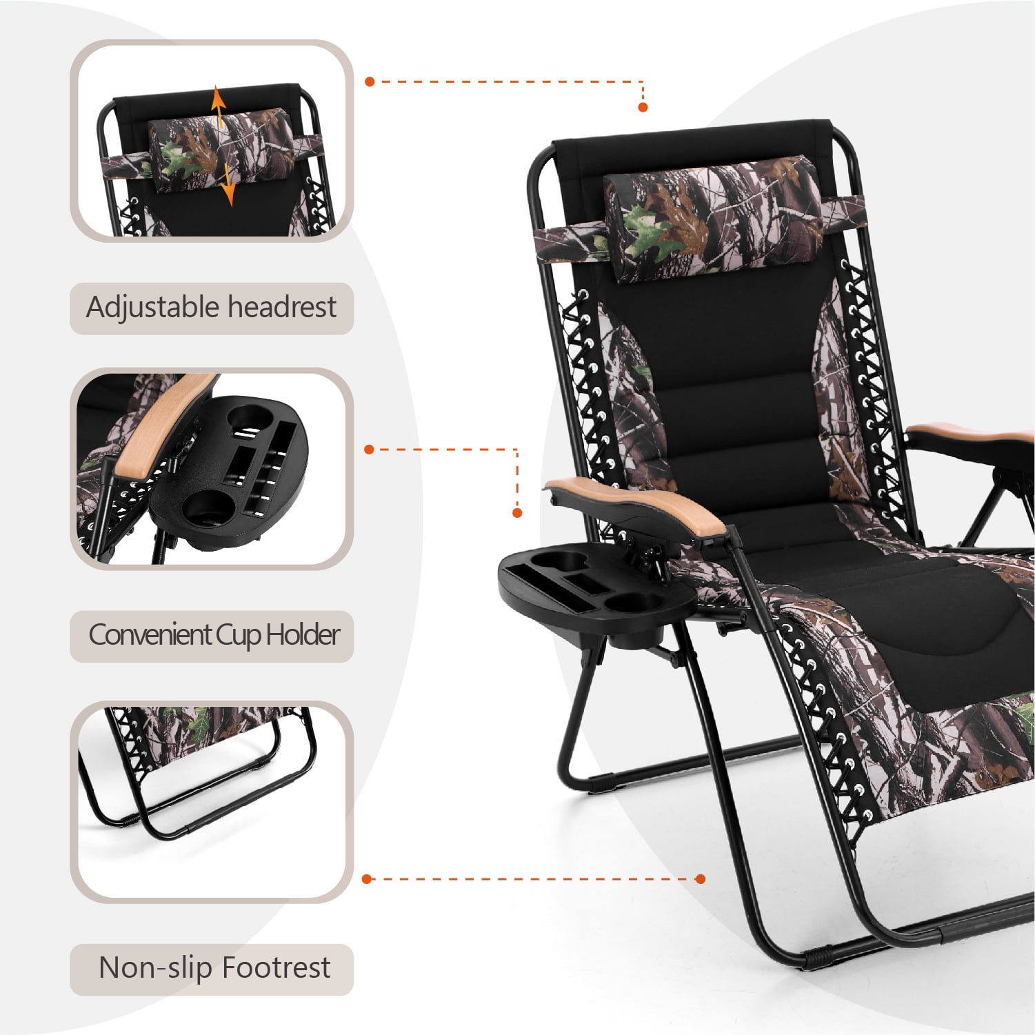 MF Studio XL Oversized Padded Zero Gravity Chair Folding Lounge