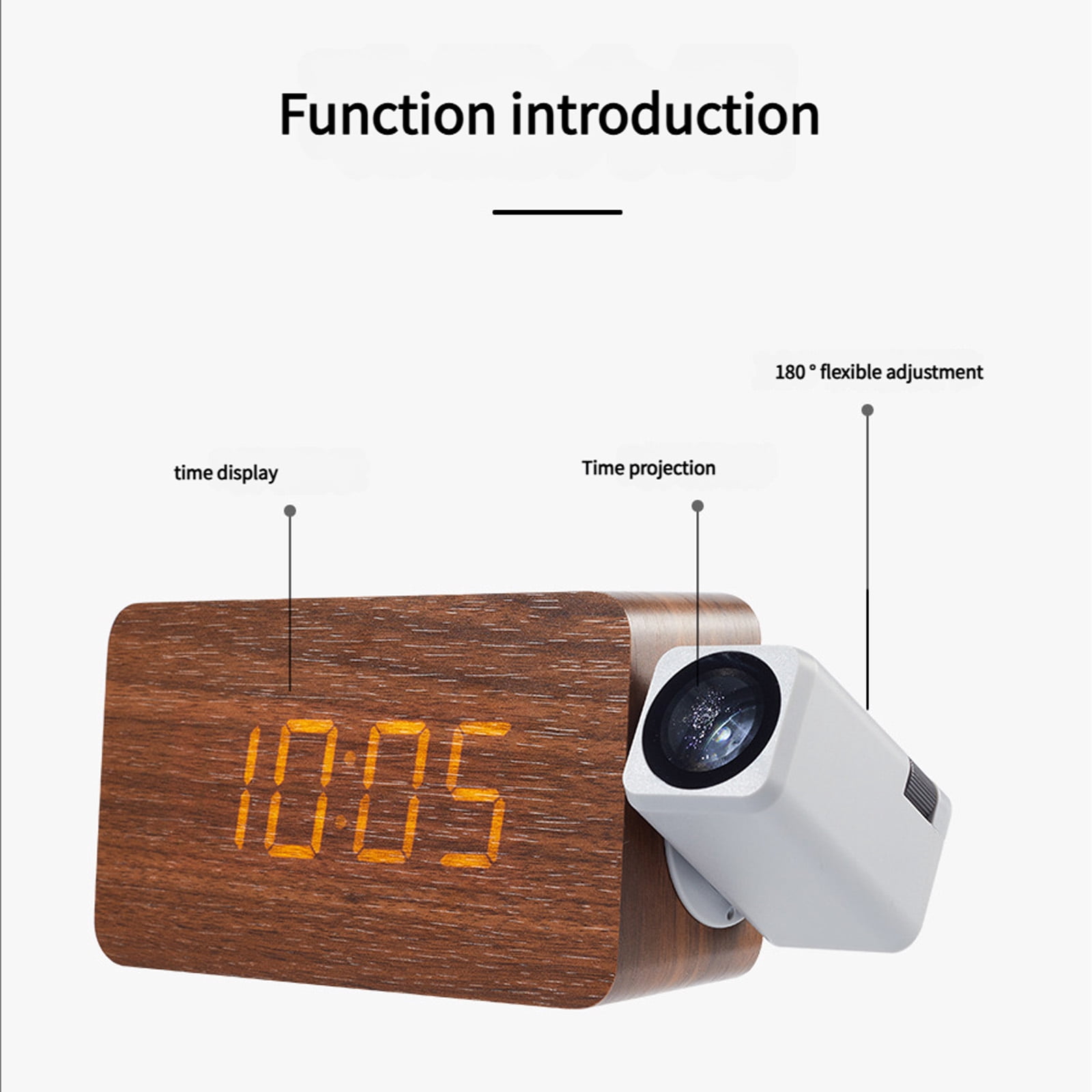 Digital Projections Alarm Clocks for Bedrooms 180° Rotatable Projector Loud Duals Alarms for Kids Elderly,Heavy Sleepers
