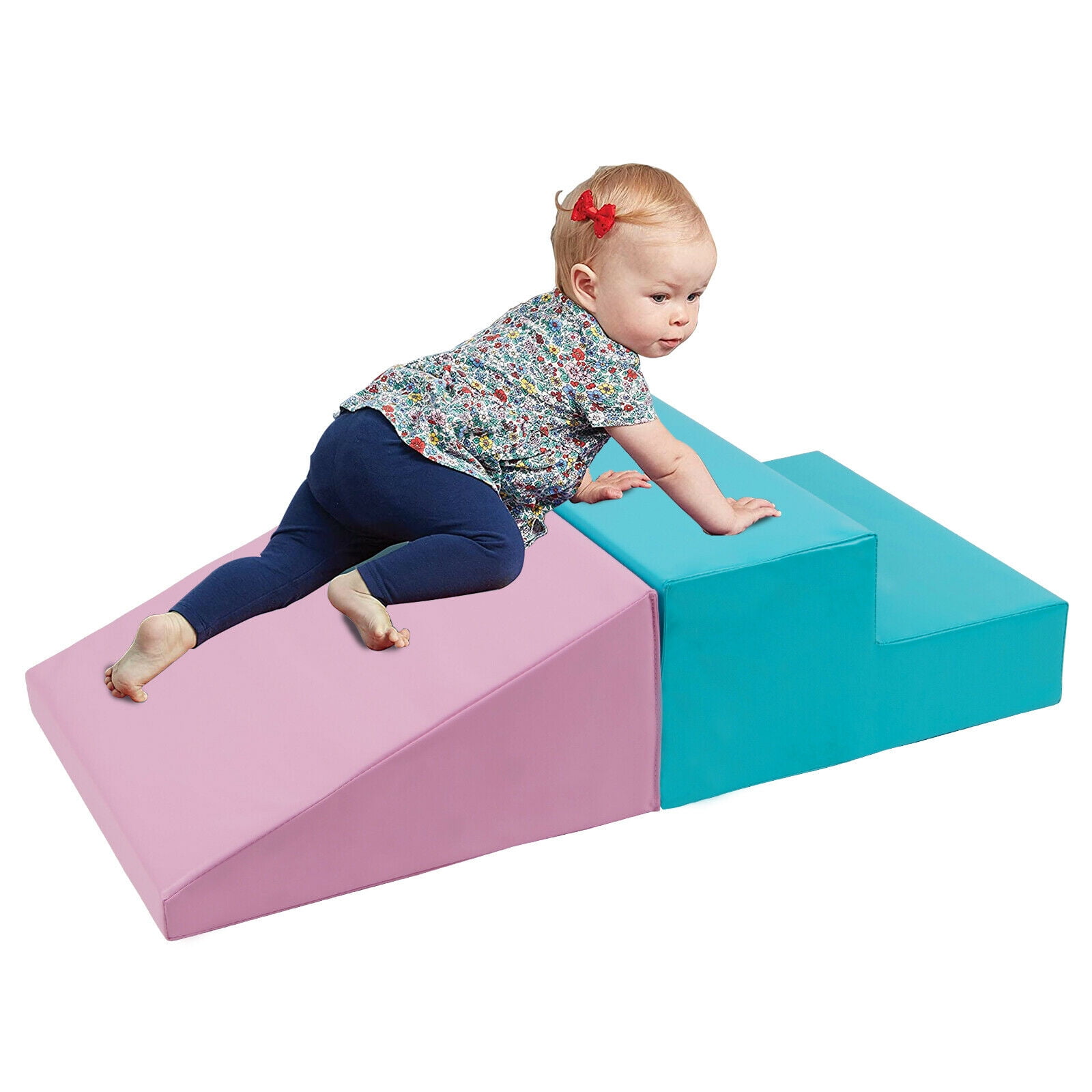 2PCS Climb and Crawl Activity Play Gym Mat Set Soft Foam Toddler Stairs