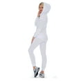 thumbnail image 3 of 9 Crowns Women's Slim FIt Moto  Hoodie Jogger Jacket and Pant Tracksuit Set (White, Large), 3 of 3