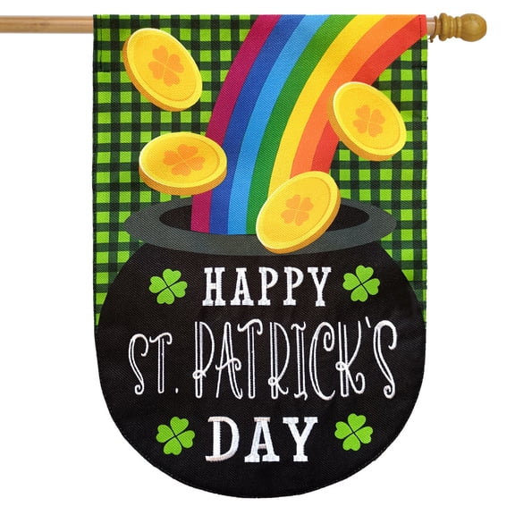 Briarwood Lane Lucky Pot St. Patrick's Day Burlap House Flag