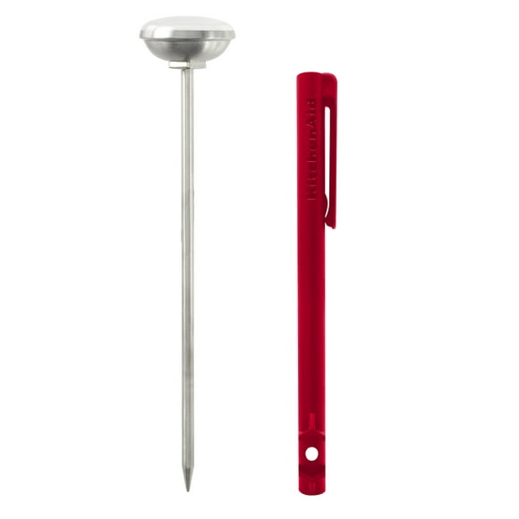 KitchenAid 1-inch Stainless Steel Analog Food Thermometer Red Protective Sleeve