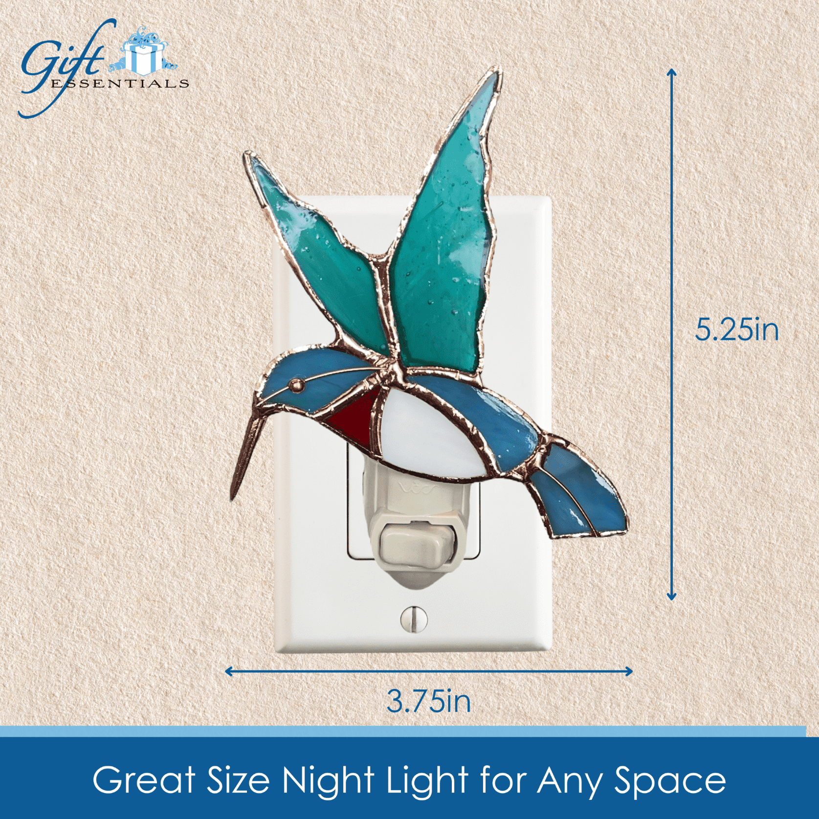 Gift Essentials Hummingbird Night Light Stained Glass Nightlight Blue Incandescent Light Bulb