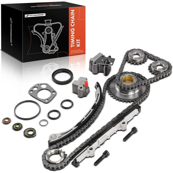 A-Premium Engine Timing Chain Kit W/Guide Rail & Idler Sprocket & & Tensioner More [fits DOHC, 4Cyl 2.4L, KA24DE] Compatible with Nissan Altima 1998-2001, Frontier 1998-2004, Xterra 2001-2004