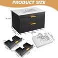 thumbnail image 2 of Linnnzi 30" Wall Mounted Single Bathroom Vanity with Ceramic Sink Top, Black Floating Cabinet with 2 Drawers, 2 of 8