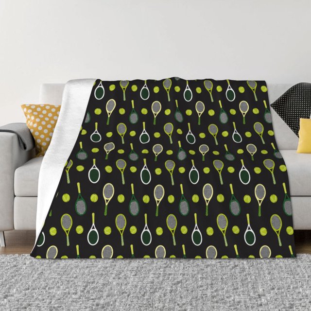 Fotbe Tennis Rackets Manta de Franela con Estampado, Manta Ultrasuave para Cama, Sofá, Auto, Hipoalergénica y Antibolitas-50"x40"
