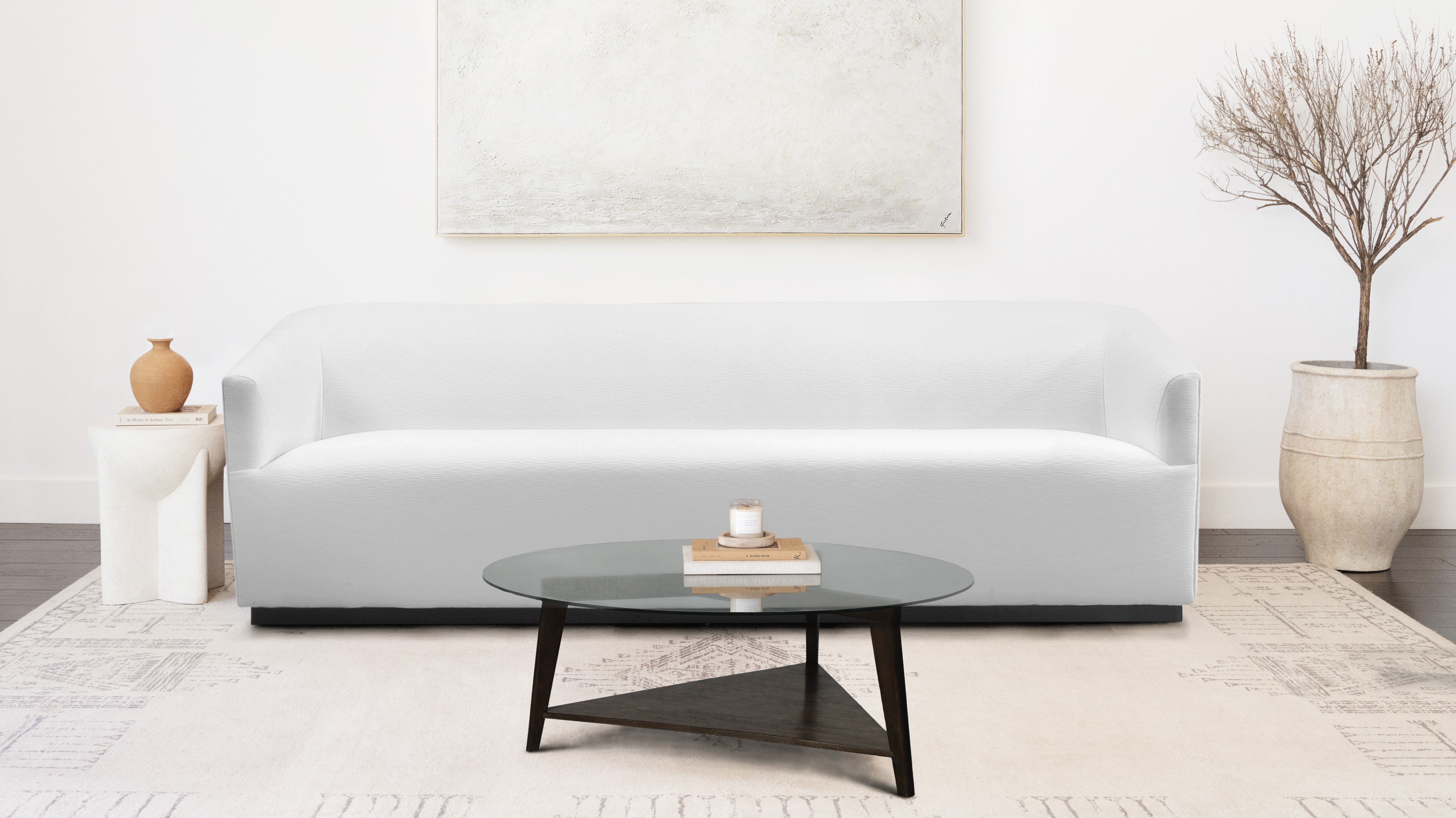 Devon & Claire Sloane StainResistant Fabric Sofa Couch, White