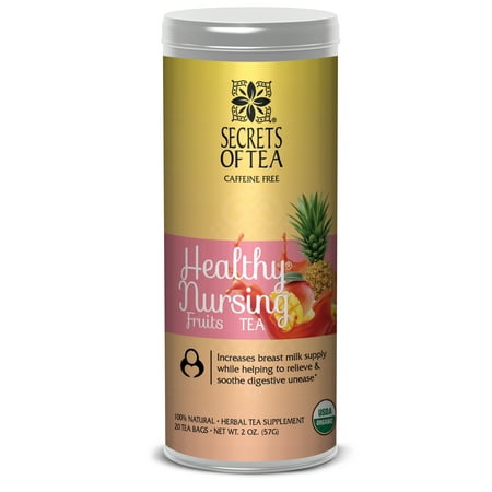 Organic Herbal Blends Secrets of Tea - Healthy Nursing Lactation - Certified USDA Organic Herbal Tea for Enhancement of Breast Milk Production w/ a Rich Blend of Vitamins for Postnatal Breastfeeding (Fruit) (20 Servings) ()