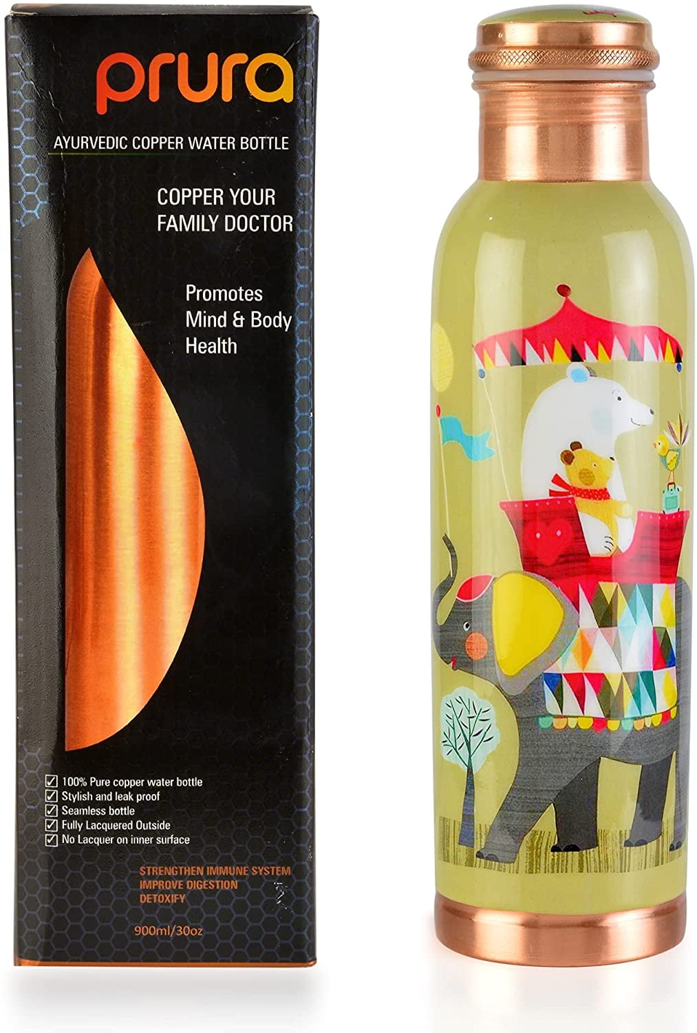 PRURA Copper Water Bottle A Leak Proof Ayurvedic Pure Copper Vessel PRURA Copper Water Bottle A Leak Proof Ayurvedic Pure Copper Vessel