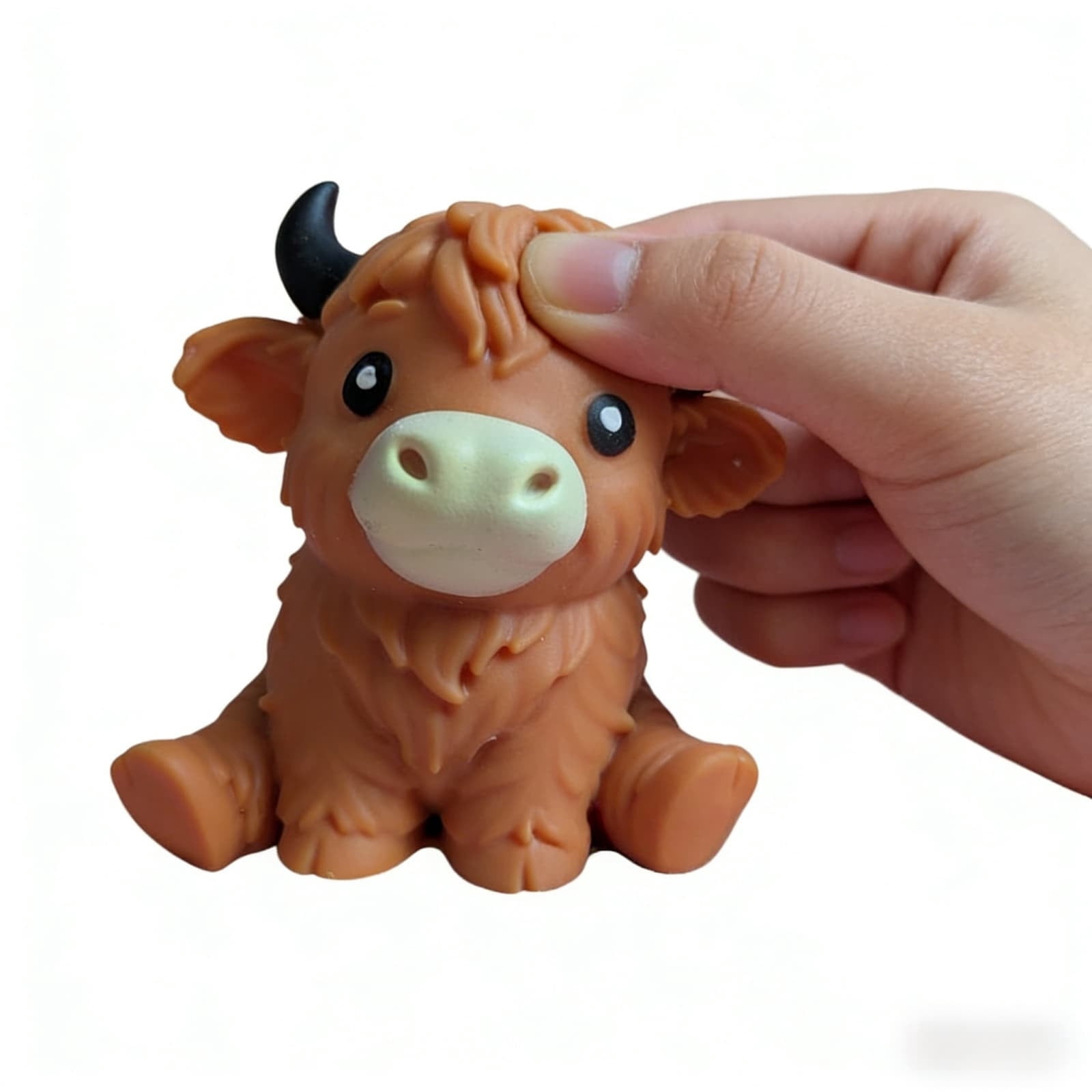 HCBY 1 Pack Stress Relief Toy, 6in Highland Cow Fidget Toy, Soft Squeeze Sensory Toy, Cute Desk Anxiety Toy