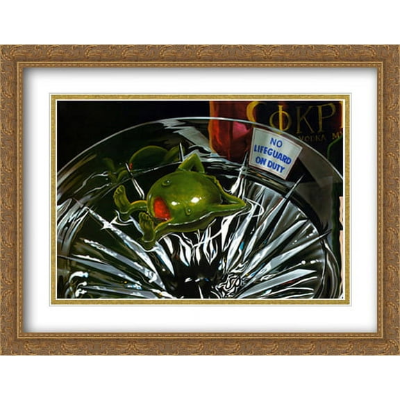 No Lifeguard on Duty 2x Matted 34x28 Large Gold Ornate Framed Art Print by Michael Godard