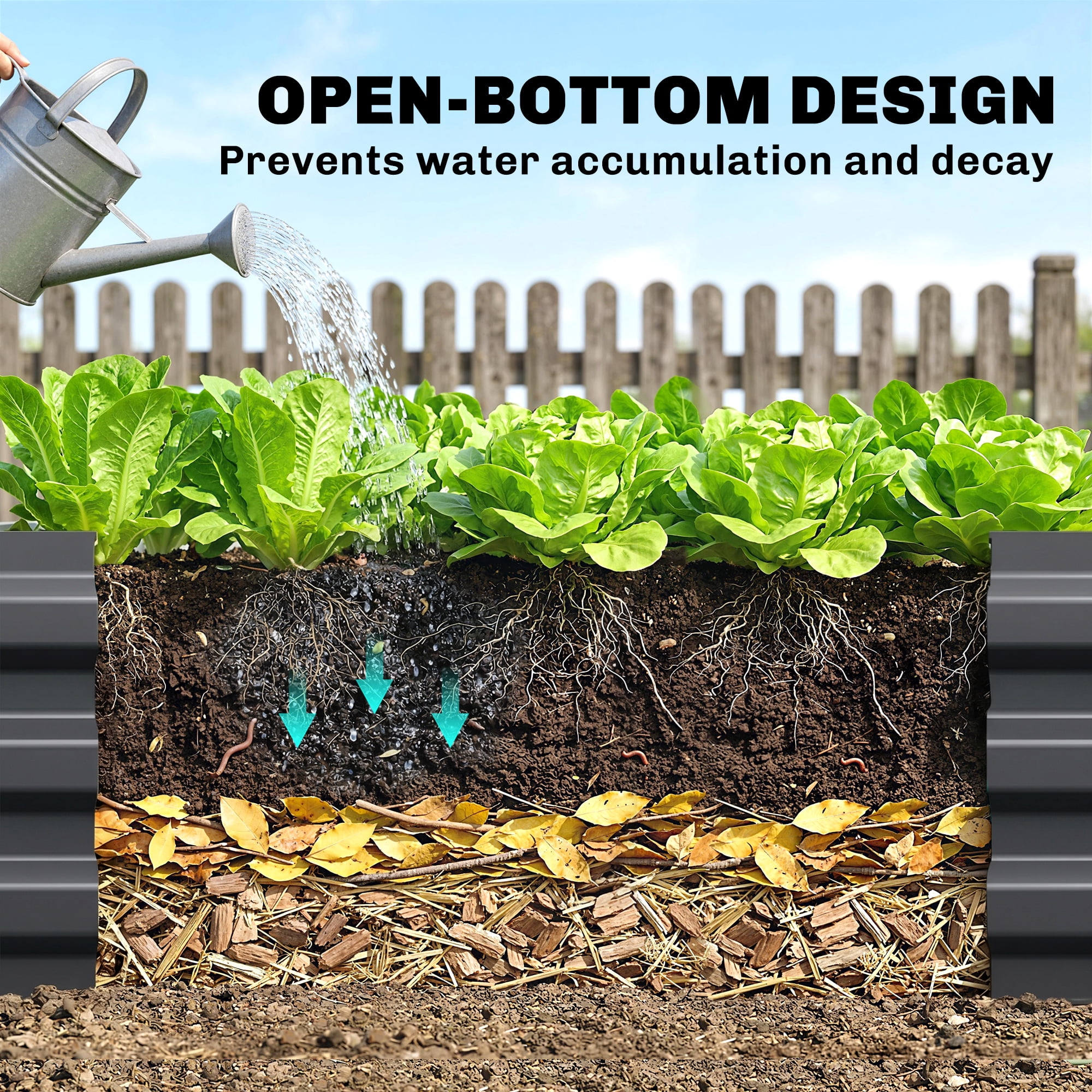 Outsunny 8x2x1ft Galvanized Raised Garden Bed Kit, Large Outdoor Metal Elevated Planter Box with Safety Edging for Flowers, Vegetables, Dark Gray