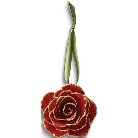 Fashion Lacquer Dipped 24K Gold Trim Red Decorative Rose (92 X 97) Made In Thailand gm3913