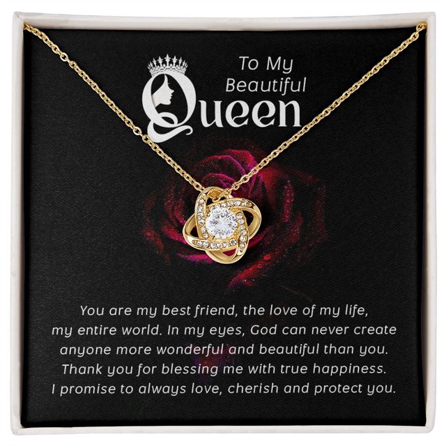 To My Beautiful Queen You Are My Best Friend Infinity Knot Necklace Message Card