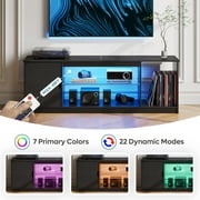 Bestier LED TV Stand for 65TV,Entertainment Center with PS5 Storage,Media Console Table with Adjustable Storage Shelf-Black Carbon Fiber