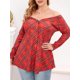 thumbnail image 1 of Botón a cuadros V-cuello ancha más tapa del tamaño Rosegal Blusas Tallas Grandes, 1 of 5