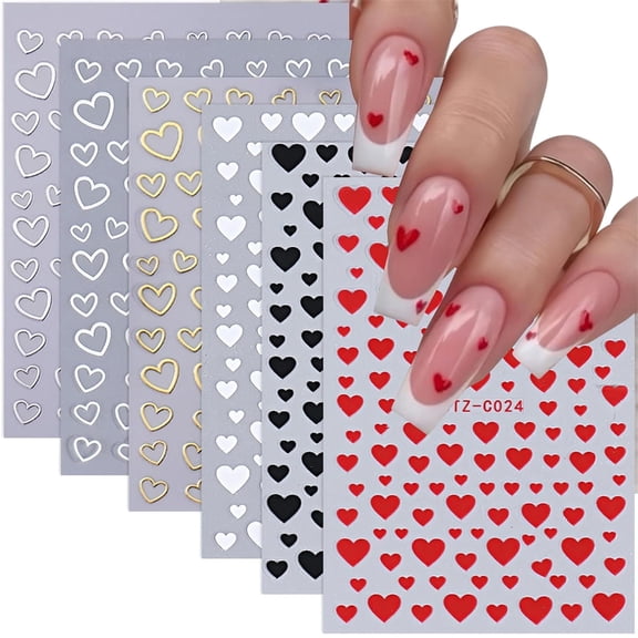 ROZYARD Valentine's Day Nail Art Stickers Decals,Adhesive Red Heart Nail Art Decals