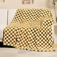thumbnail image 2 of Checkered Flannel Fleece Throw Blanket Soft Cozy Checkerboard Grid Print Chessboard Gingham Pattern Blankets for Bed Couch Sofa, 60"x80", Oak, 2 of 6