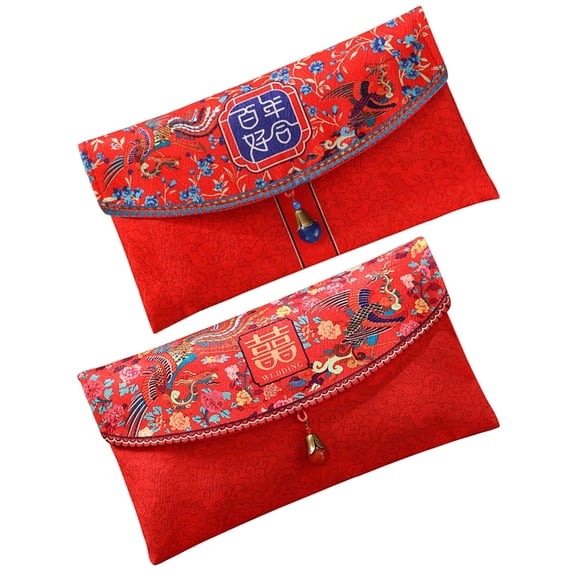 2pcs Chinese Wedding Red Envelopes Lucky Money Cash Packets Hong Bao for Wedding