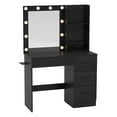 thumbnail image 2 of Costway Makeup Vanity Desk with Mirror and Lights Charging Station 3-Color LED Lights Black, 2 of 10
