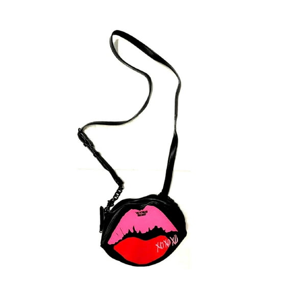 Victoria's Secret Lips Shaped Crossbody Bag Lip Red Black Purse Kiss Love XOXO New