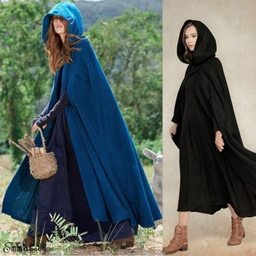 2018 Womens Long Cape Cloak Hooded Wool Blend Coat Sleeveless Winter ...