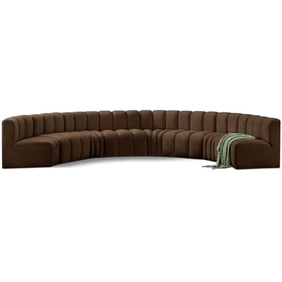 Meridian Furniture Arc Brown Velvet Modular Sectional