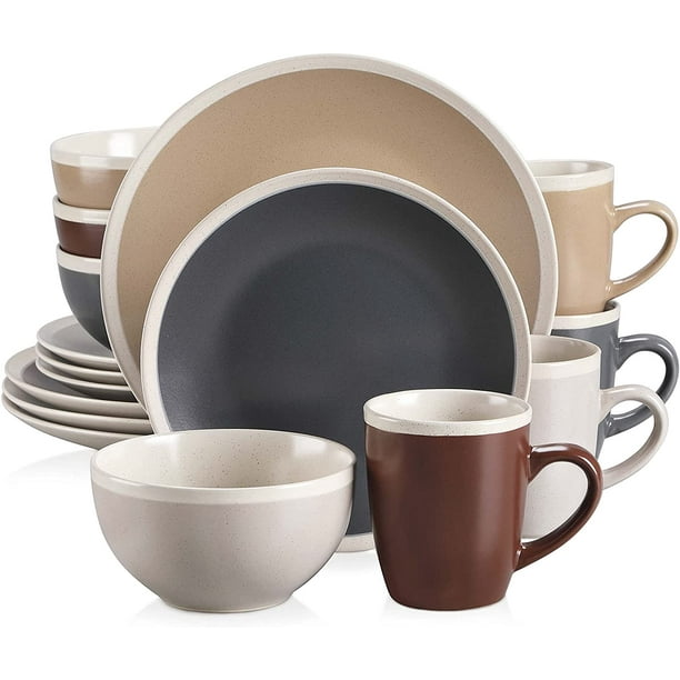 Vancasso Dinnerware Sets, Stoneware Dinner Set for 4, 16Piece Round