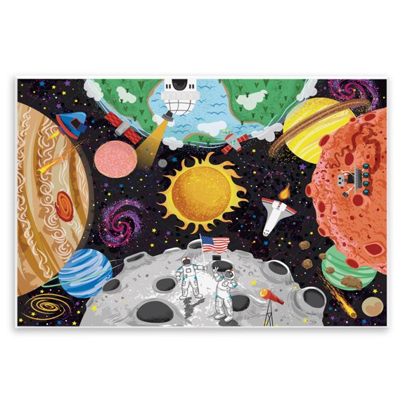 Stupell Industries Bohemian Lively Outer Space Planets Astronauts on Moon Wall Plaque Art, 19 x 13, by Arrolynn Weiderhold