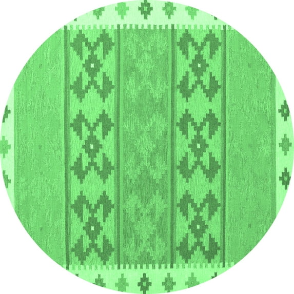 Ahgly Company Indoor Round Southwestern Emerald Green Country Area Rugs, 4' Round