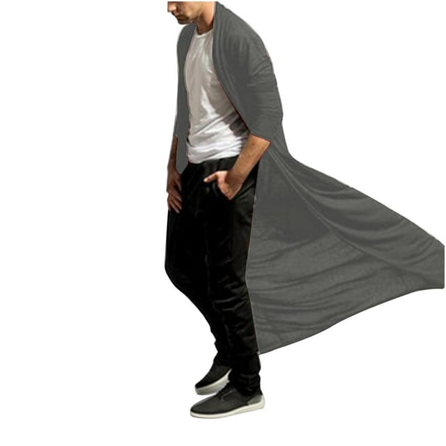 Mode Hommes Long Slim Long Coupe-Vent Cape Décontractée Couleur Unie Haut