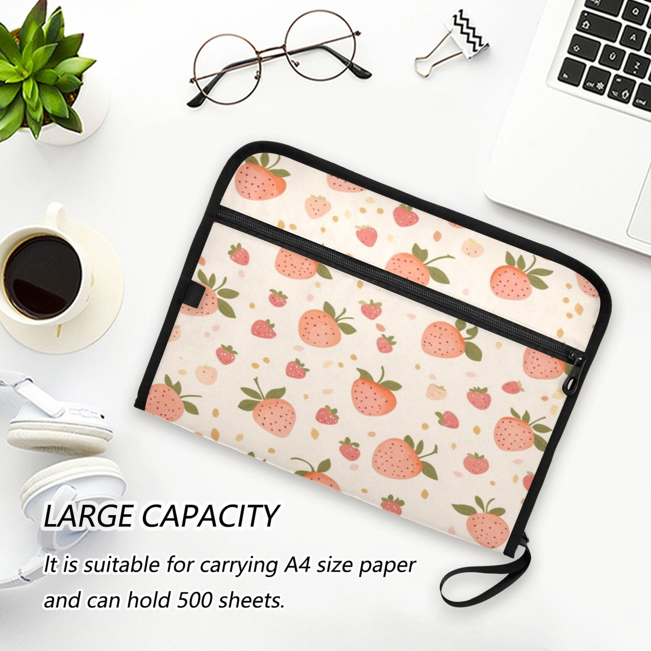 Organ Folder 14.2 x 0.8 x 10.6 Inches 13 Separate Pockets A4 Size Documents Folder A Sort Storage File Manager For The Home Office Lovely Red Strawberries Seamless