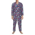 thumbnail image 3 of Balery Skull Daisy Pattern Pajama Sets for Men Long Sleeve 2 Piece Sleepwear Loungewear Sets Soft PJ's with Pockets Long Sleeve Comfy Pj Sets-Small, 3 of 7