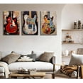thumbnail image 3 of Graffiti Guitar Canvas Wall Art Musical Themed Wall Decor Colorful Music Instrument Posters Pictures Studio Prints Vintage Rock Paintings, 3 of 6