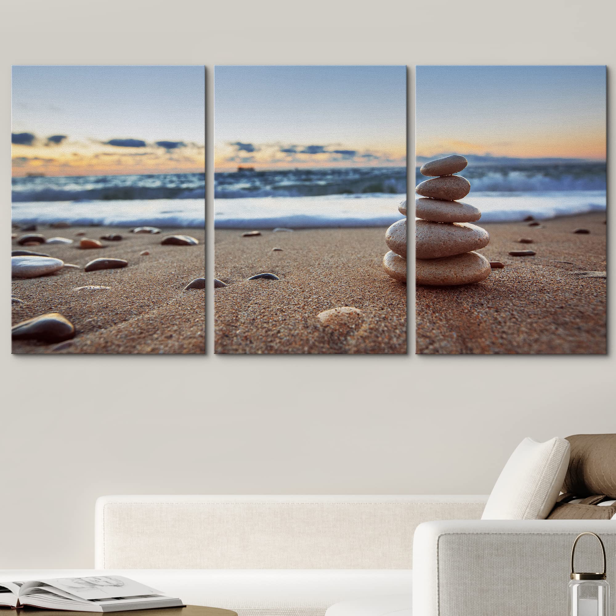 wall26 Canvas Print Wall Art Set Pebbles Along The Ocean Beach Coast Nature Wilderness Photography Realism Chic Scenic Relax/Calm Multicolor for Living Room, Bedroom, Office - 16&quot;x24&quot;x3 Pan - image 2 of 5