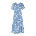 thumbnail image 5 of Offre Hebdomadaire d'Été Iumwxz Robe à Manches Courtes Col Rond pour Femmes Tunique Décontractée Ample Robe Longue Plissée Robe Imprimée Florale Robes Formelles pour Femmes Robe Habillée pour Cadeaux de Vacances, 5 of 5