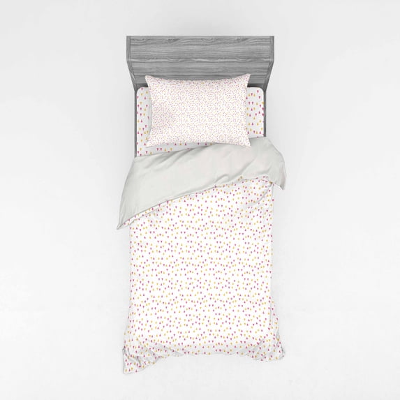 Ambesonne Abstract Bedding Set 3 Pcs, Minimal Simple Triangles, Twin, Pink Pale Orange