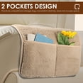 thumbnail image 6 of Dznils 5 Pcs Sofa Headrest Cover Sherpa Armrest Cover Furniture Protector with Side Pocket, Khaki, 6 of 11