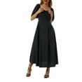 thumbnail image 4 of Gzhioc Women Casual Dress, Short Puff Sleeve Plain/Floral Square Neck High Waist Dress, Ladies Summer Long One-Piece, 4 of 9