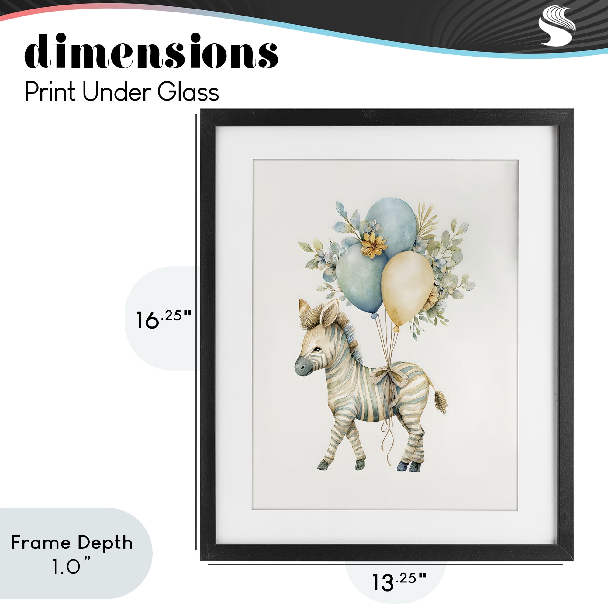 Stupell Industries Watercolor Nursery Zebra Black Framed Print Under Glass, design by LSR Design Studio