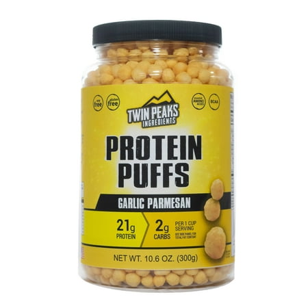 Twin Peaks Low Carb, Allergy Friendly Protein Puffs, Garlic Parmesan (300g, 21g Protein, 2g Carbs, 130