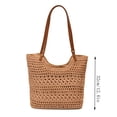 thumbnail image 3 of Btomtd Crochet Cotton Mesh Shoulder Tote Bag, Summer Handmade Woven Beach Bag, Handbag Purses for Women, Khaki, 3 of 7