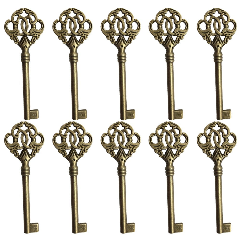 10Pc Vintage Style Open Skeleton Key Hole Head Furniture Cabinet